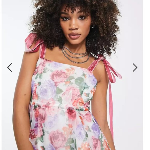 NWOT - Sister Jane bow strap midi dress in printed floral mesh - Picture 4 of 10